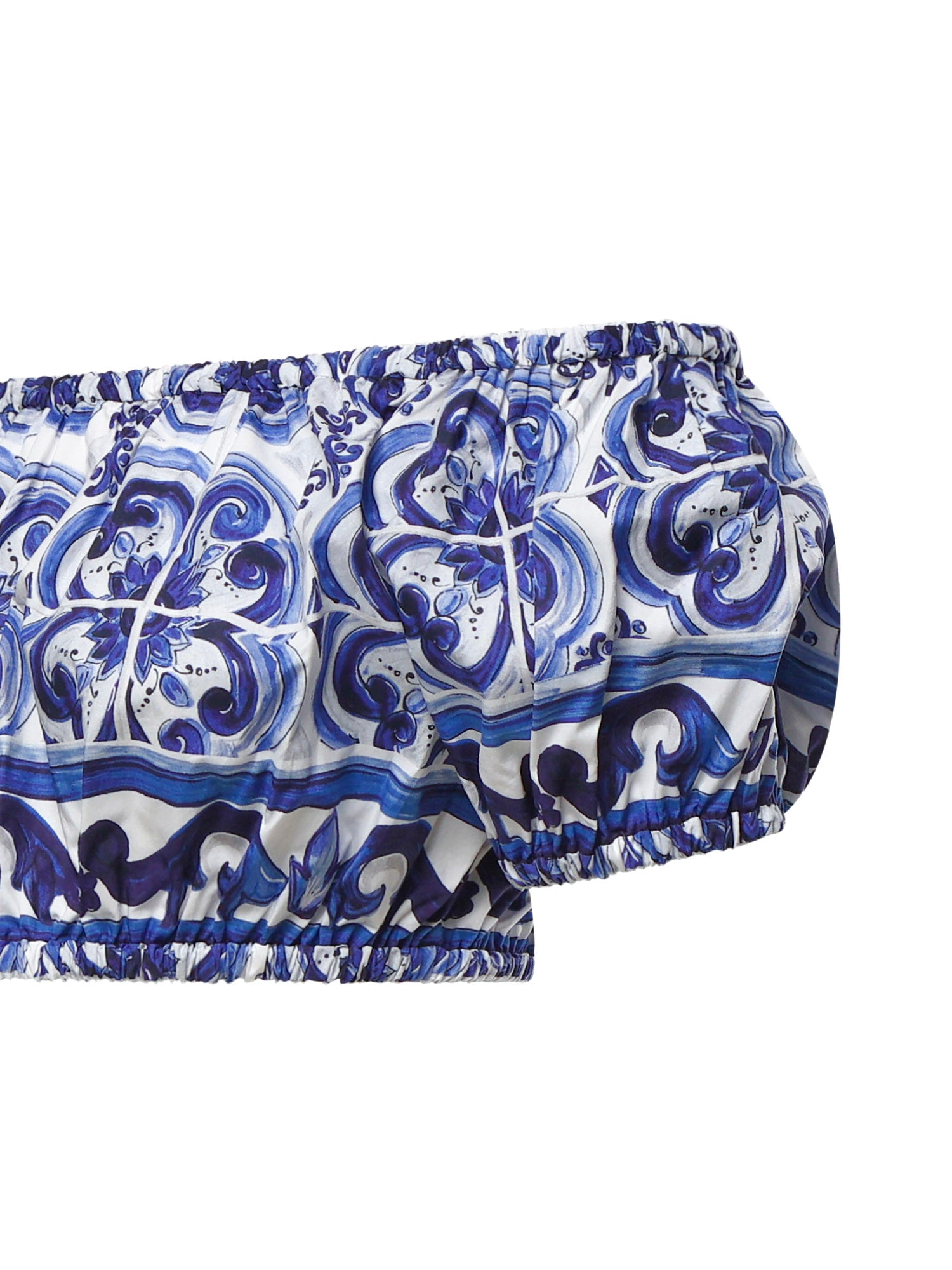 Top corto in popeline stampa maiolica F755RT HH5BAHA3TN DOLCE & GABBANA 