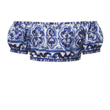 Top corto in popeline stampa maiolica F755RT HH5BAHA3TN DOLCE & GABBANA 
