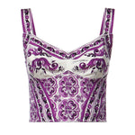 Top bustier in charmeuse stampa Maiolica F7AZ2T HPAB8IP3TN DOLCE & GABBANA 