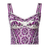 Top bustier in charmeuse stampa Maiolica F7AZ2T HPAB8IP3TN DOLCE & GABBANA 