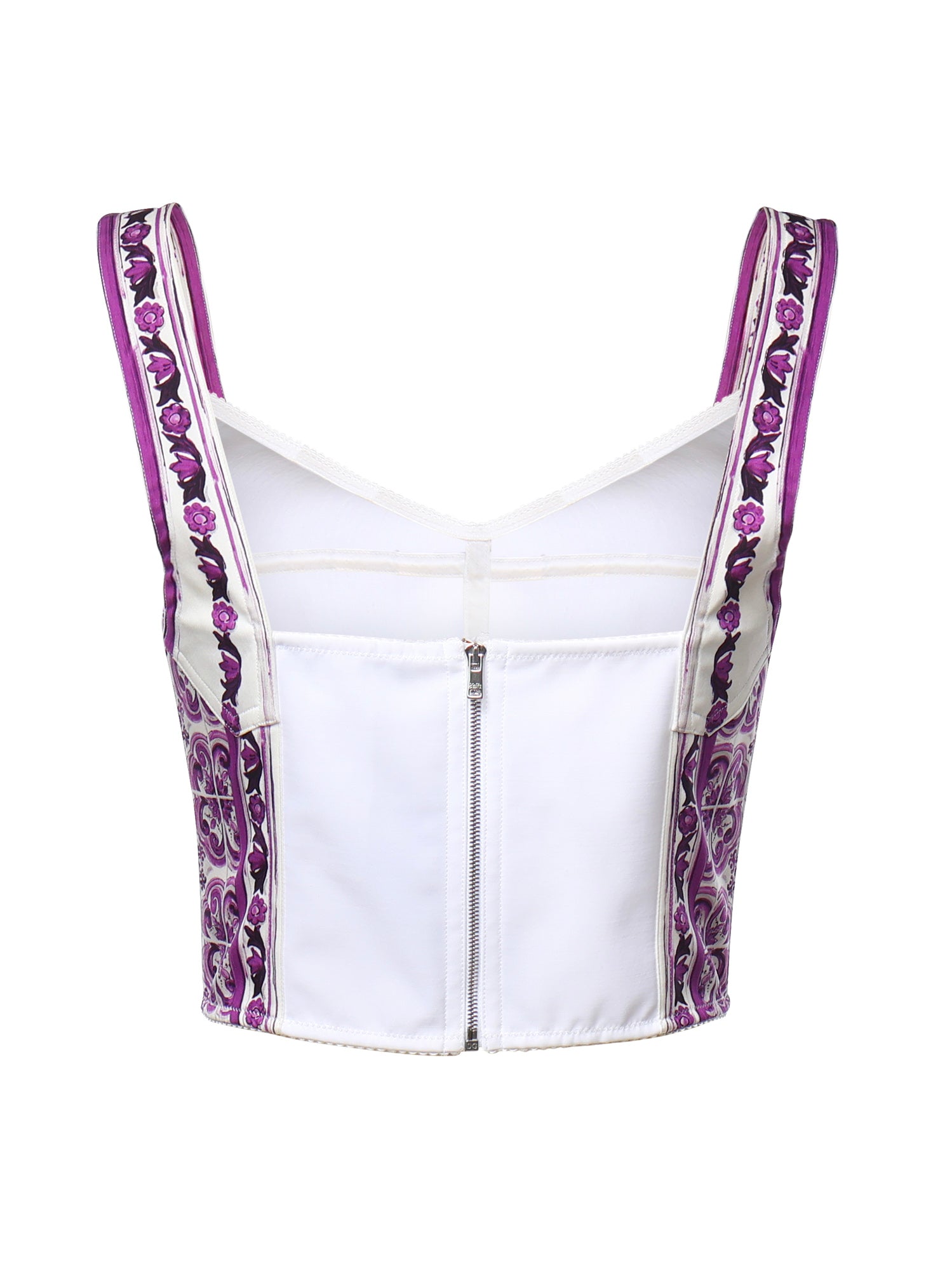 Top bustier in charmeuse stampa Maiolica F7AZ2T HPAB8IP3TN DOLCE & GABBANA 