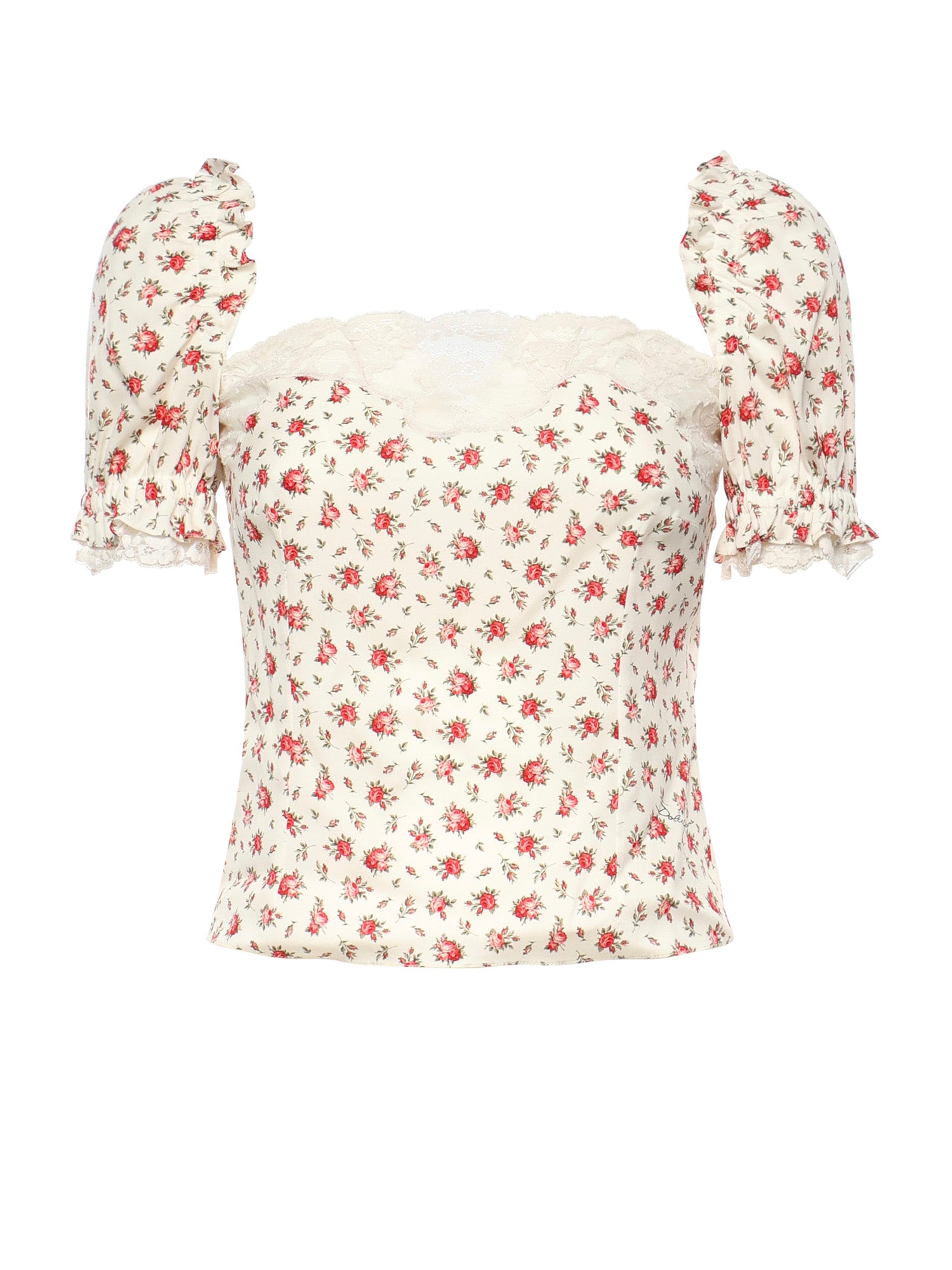 Top in charmeuse stampa Roselline F7BK1T FSA79HA5XJ DOLCE & GABBANA 