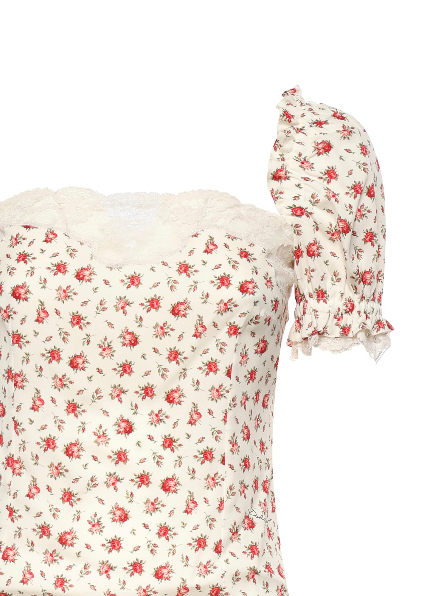 Top in charmeuse stampa Roselline F7BK1T FSA79HA5XJ DOLCE & GABBANA 