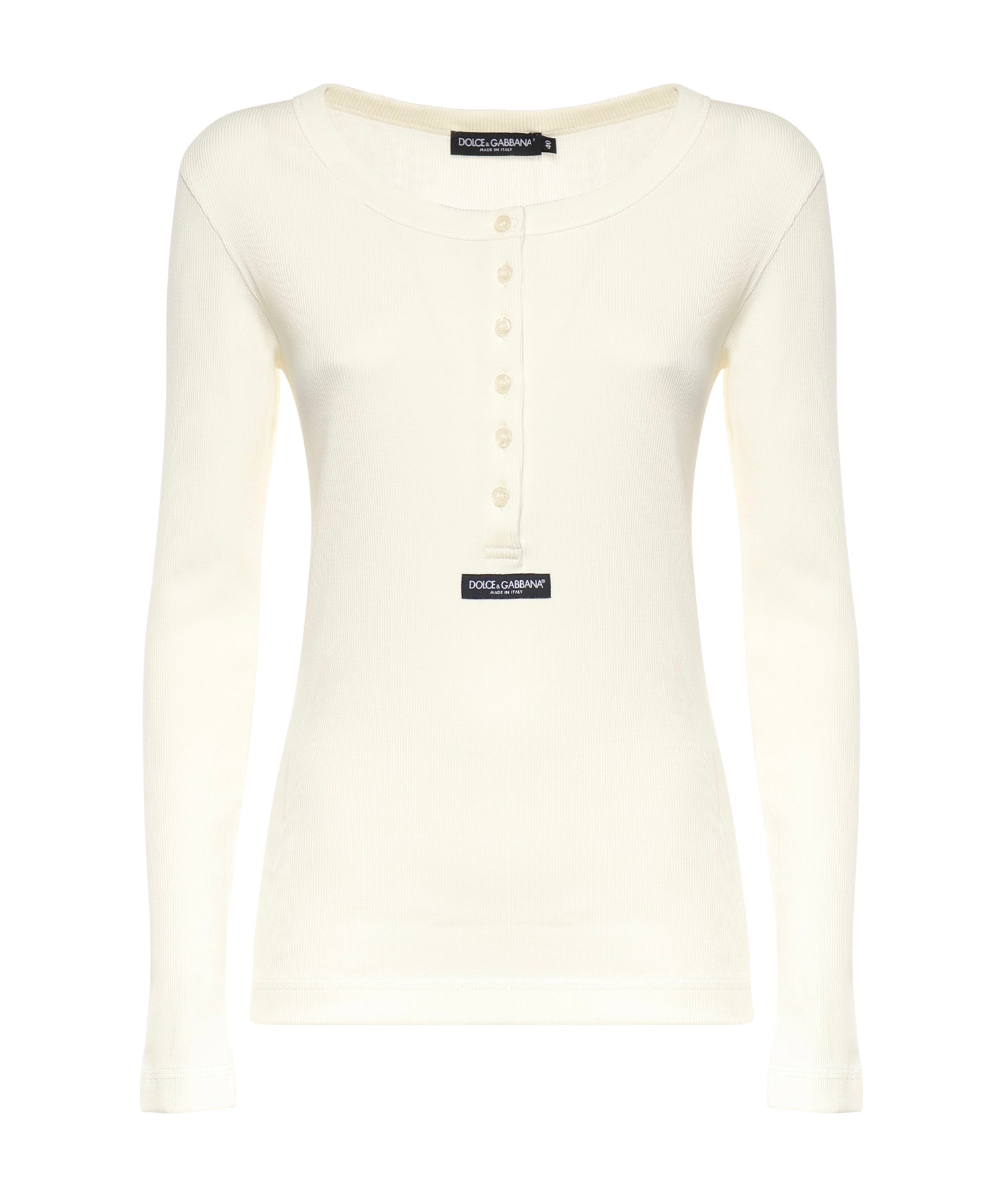 T-shirt Serafino in cotone a coste F8W44T FU7AVW0001 DOLCE & GABBANA 