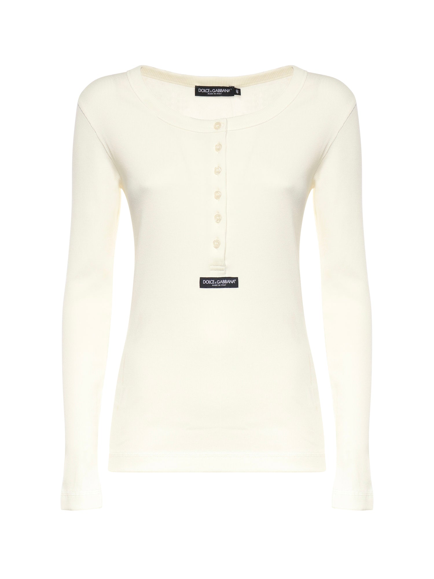 T-shirt Serafino in cotone a coste F8W44T FU7AVW0001 DOLCE & GABBANA 