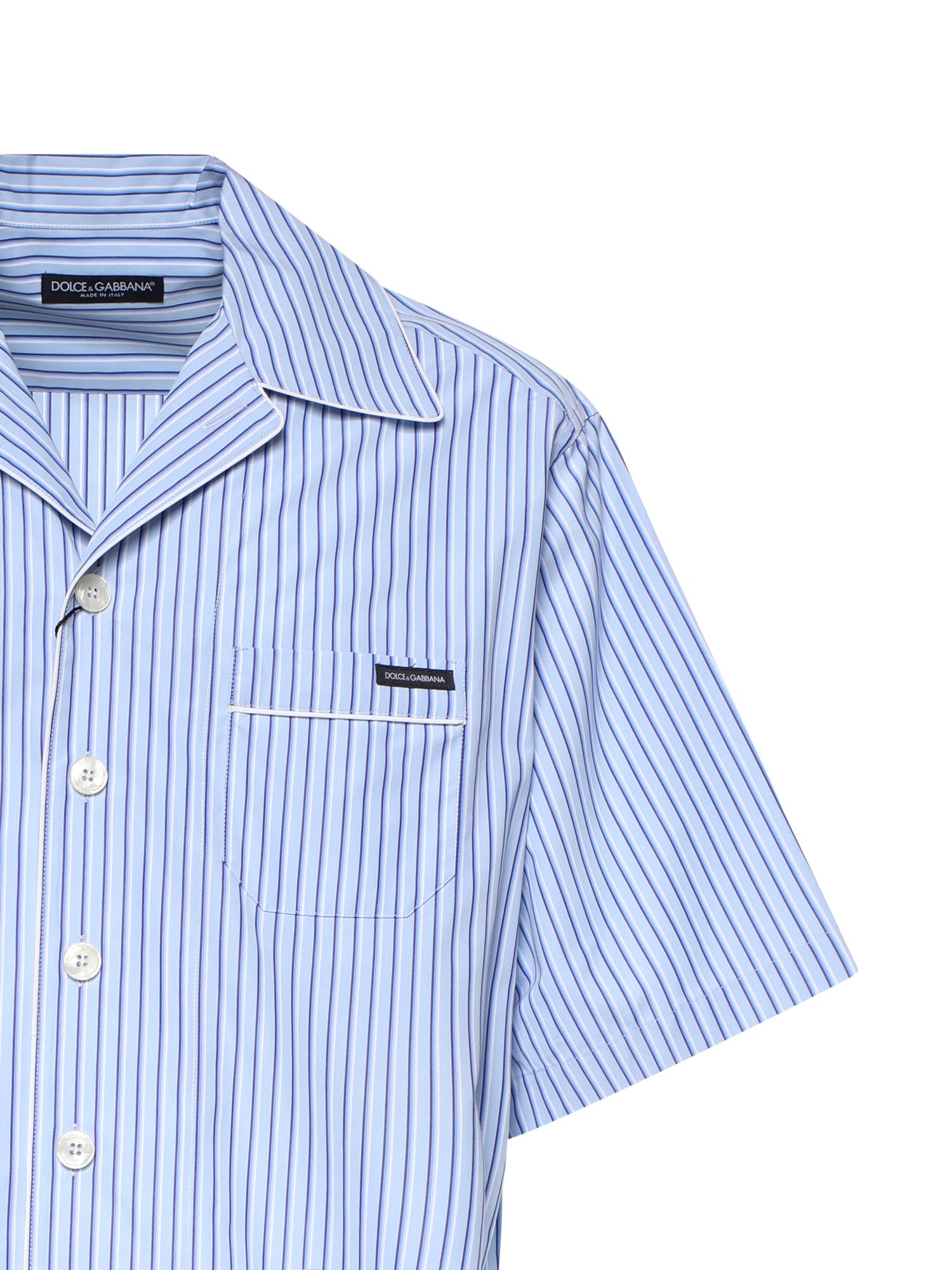 Camicia hawaii in popeline rigato G5OL6T FR513S8052 DOLCE & GABBANA 