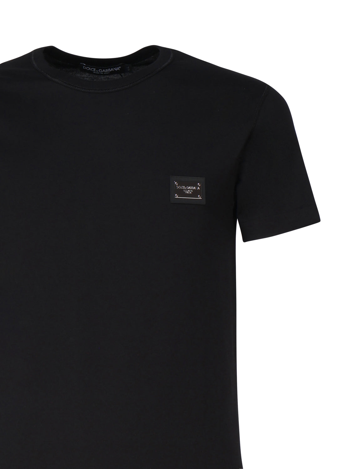 T-shirt in cotone con logo plaque G8PT1T G7F2IN0000 DOLCE & GABBANA 