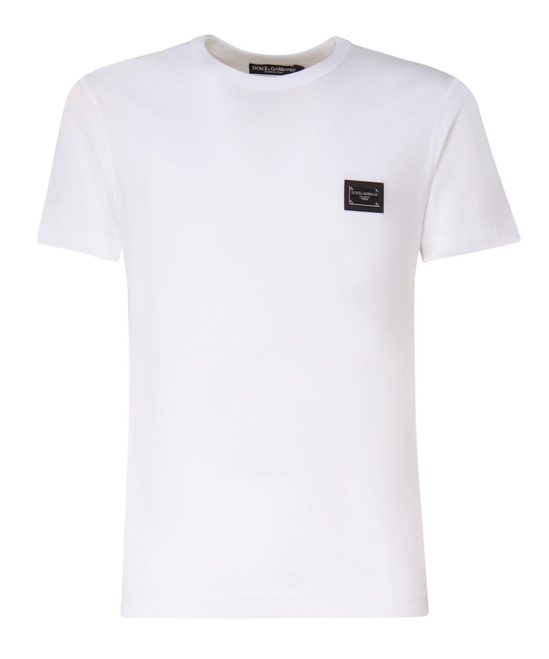 T-shirt in cotone con logo plaque G8PT1T G7F2IW0800 DOLCE & GABBANA 