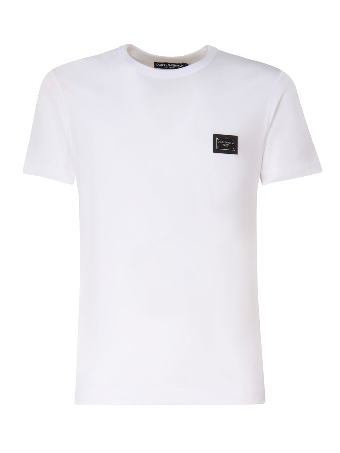 T-shirt in cotone con logo plaque G8PT1T G7F2IW0800 DOLCE & GABBANA 