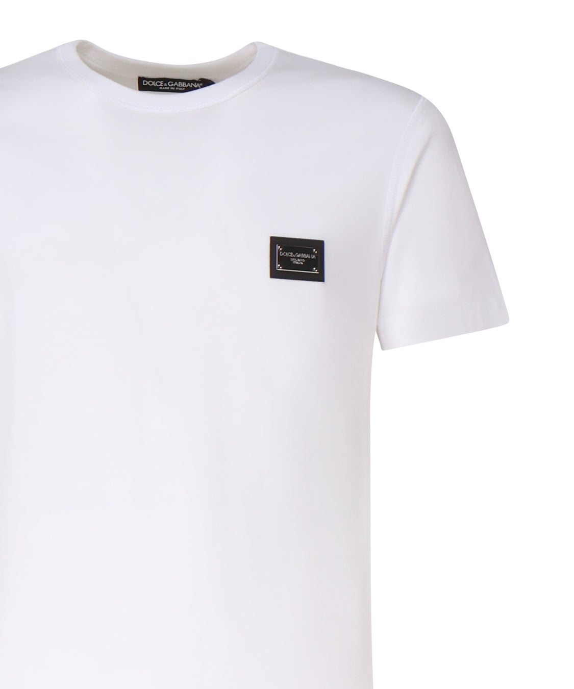 T-shirt in cotone con logo plaque G8PT1T G7F2IW0800 DOLCE & GABBANA 