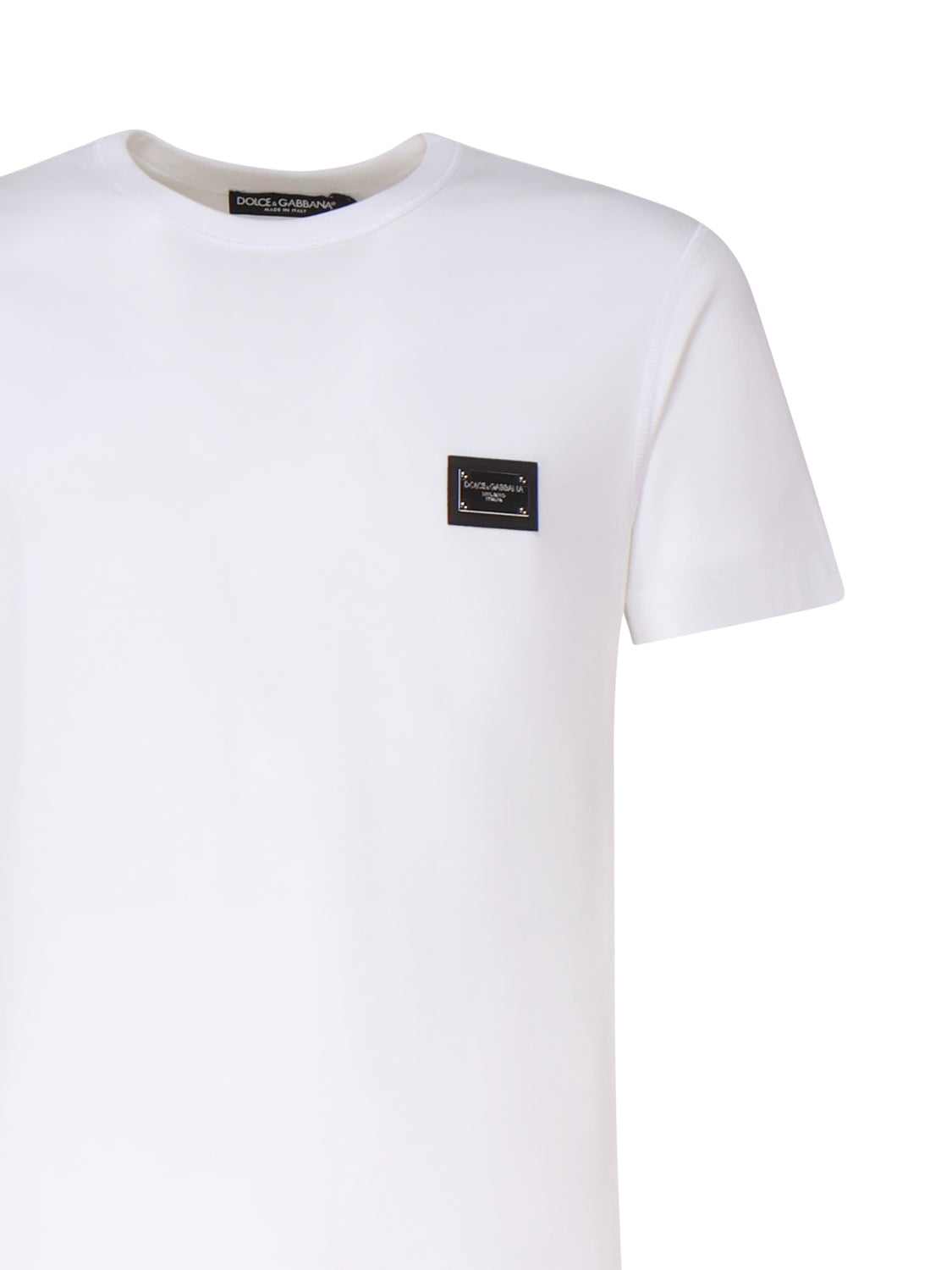 T-shirt in cotone con logo plaque G8PT1T G7F2IW0800 DOLCE & GABBANA 