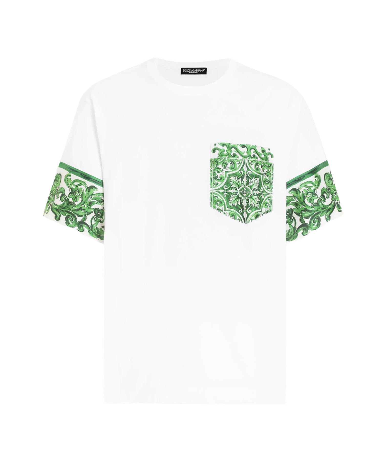 T-shirt con taschino con stampa Maiolica G8SB2T G7NUNW0800 DOLCE & GABBANA 