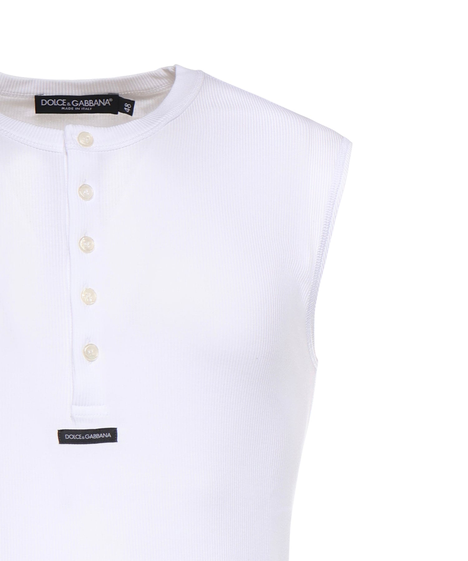 T-shirt Serafino in cotone con logo G8TO9T FU7AVW0800 DOLCE & GABBANA 