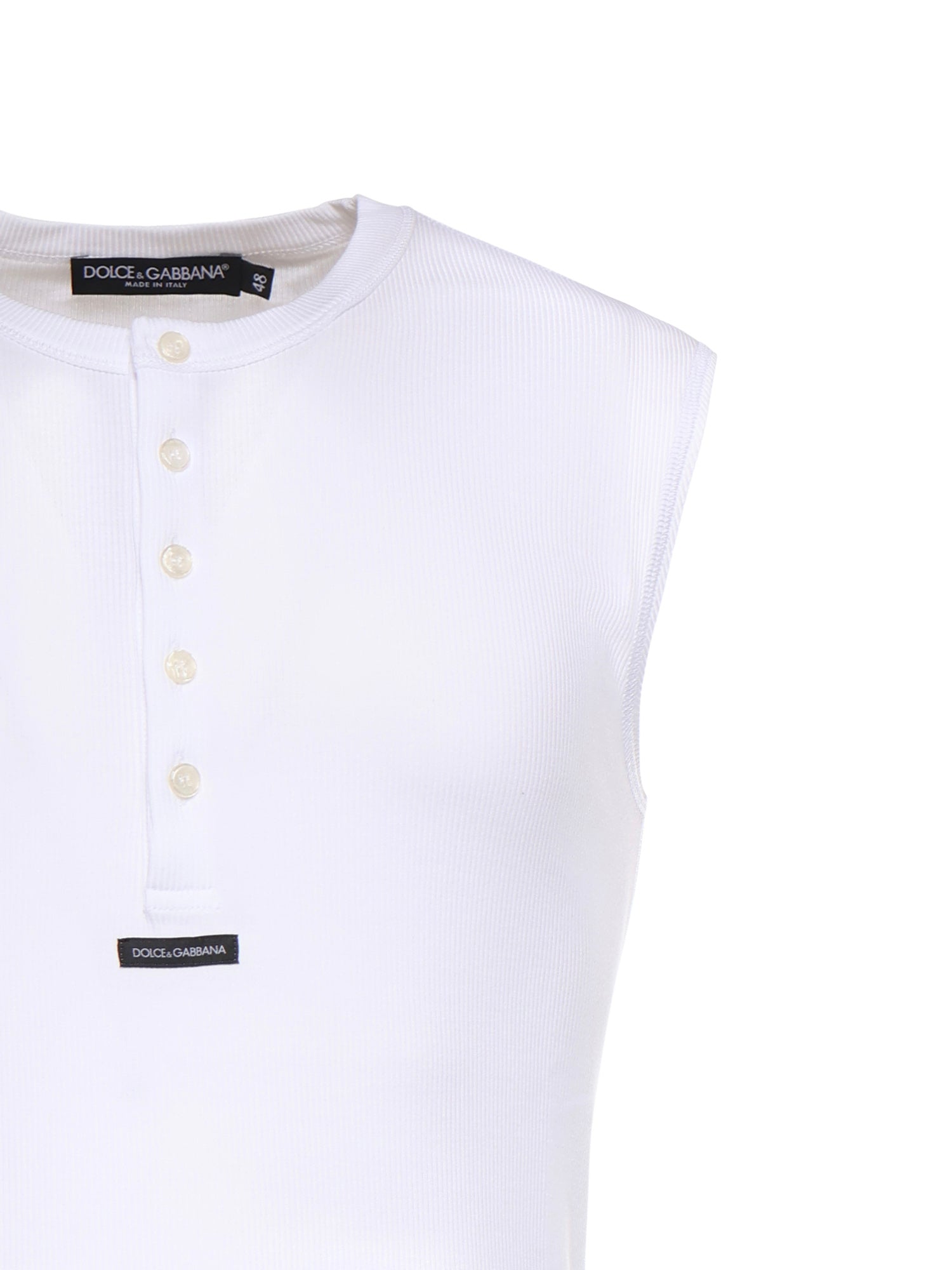 T-shirt Serafino in cotone con logo G8TO9T FU7AVW0800 DOLCE & GABBANA 