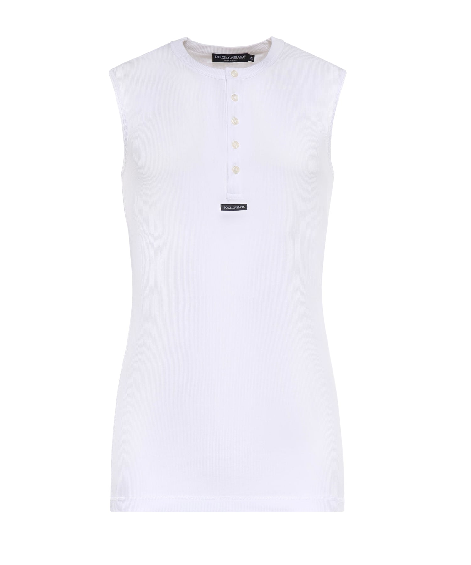 T-shirt Serafino in cotone con logo G8TO9T FU7AVW0800 DOLCE & GABBANA 