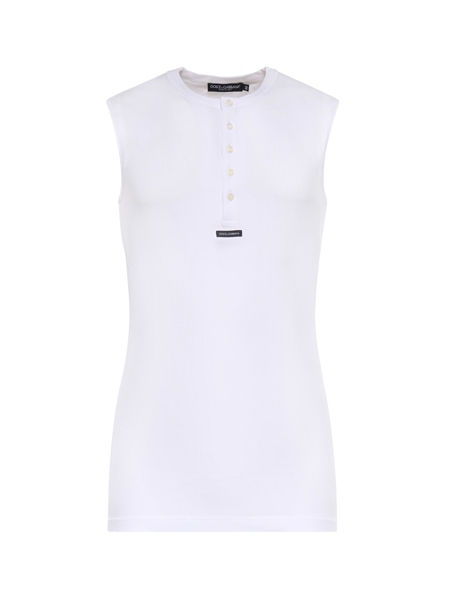 T-shirt Serafino in cotone con logo G8TO9T FU7AVW0800 DOLCE & GABBANA 