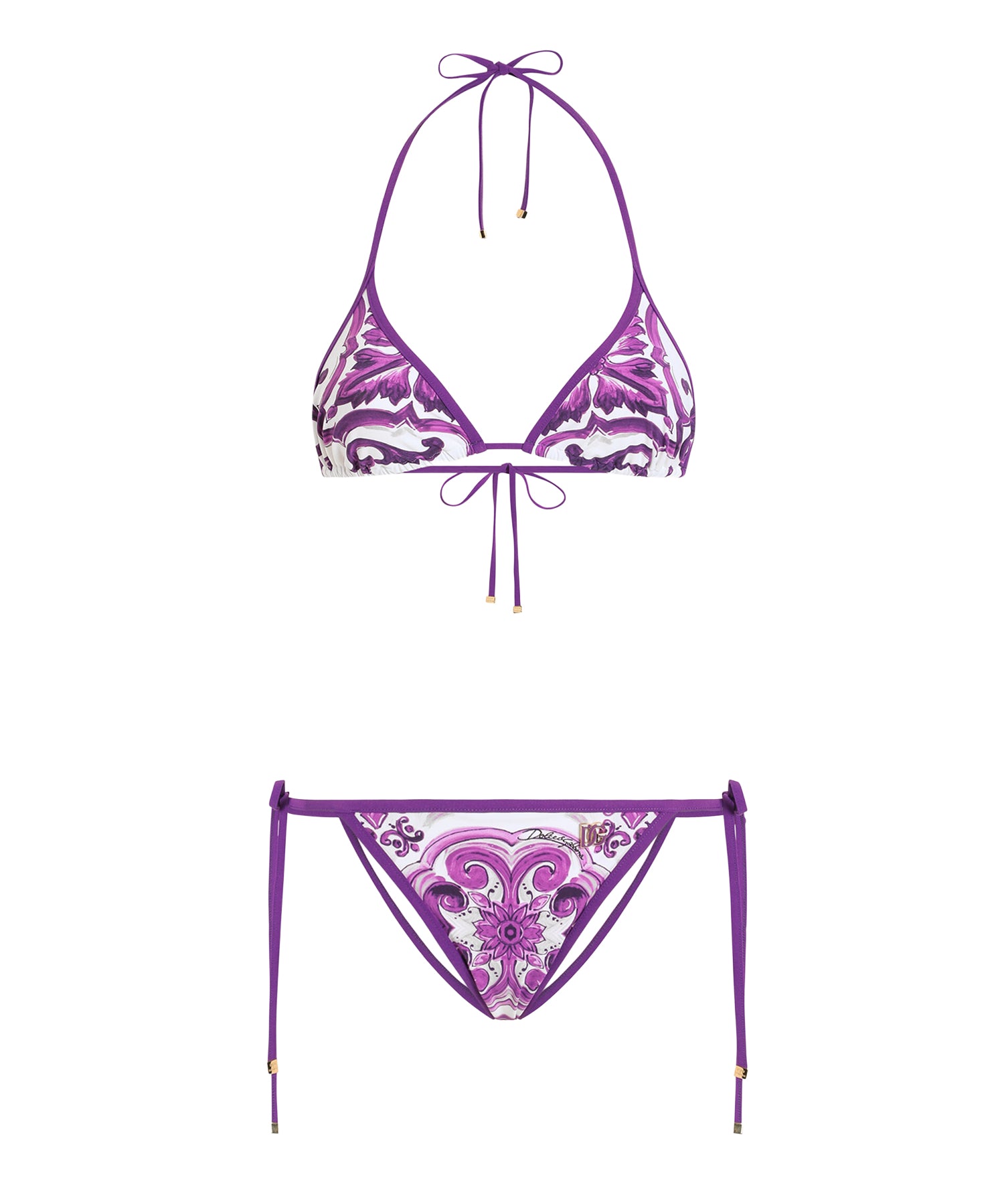 Bikini a triangolo con stampa maiolica O8A02J ONO19IP3TN DOLCE & GABBANA 