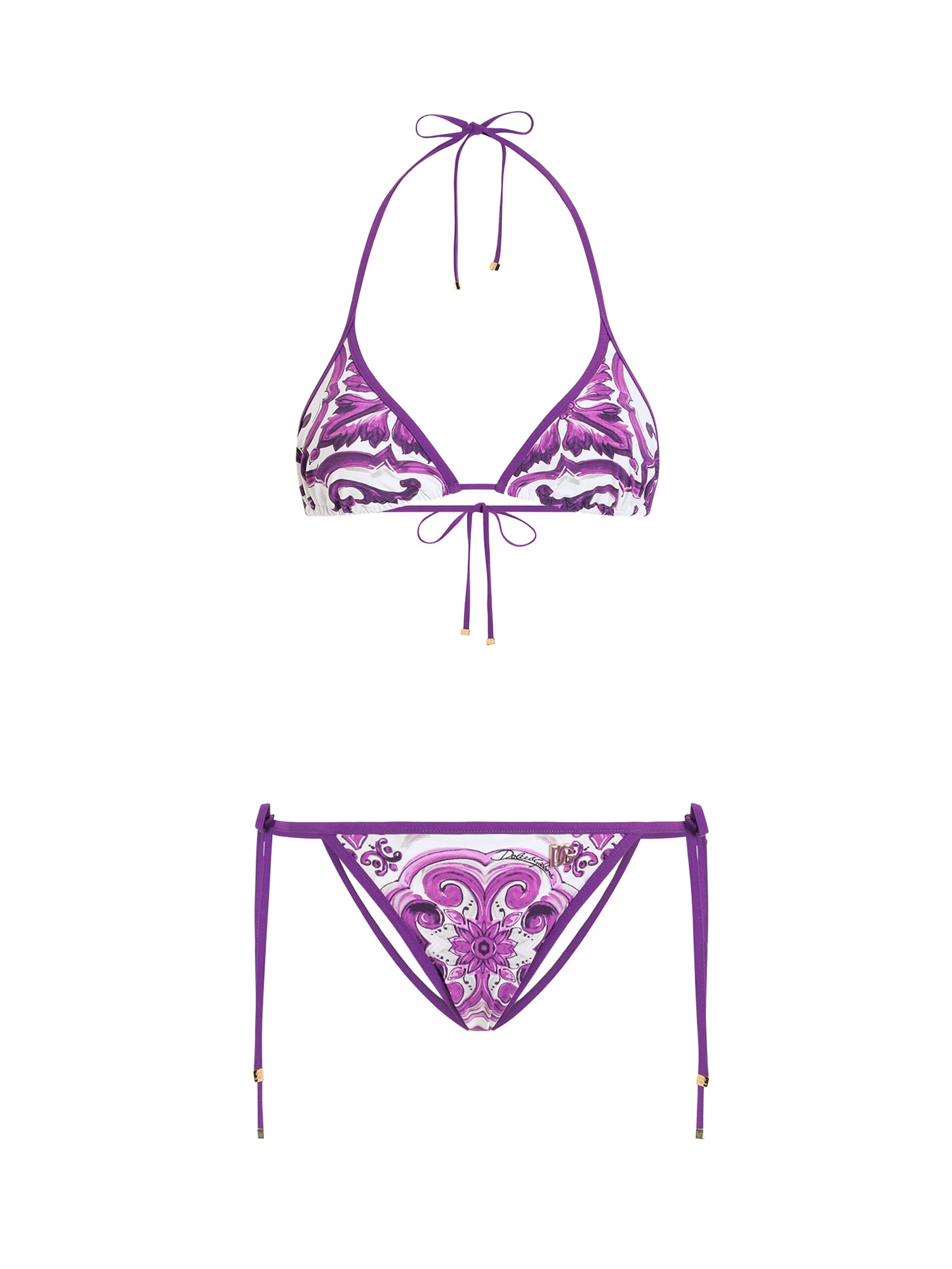 Bikini a triangolo con stampa maiolica O8A02J ONO19IP3TN DOLCE & GABBANA 