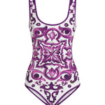 Costume intero con stampa maiolica O9A46J ONO19IP3TN DOLCE & GABBANA 