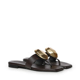 Sandali infradito in pelle GD56B FONDENTE+ORO DONNARI' 