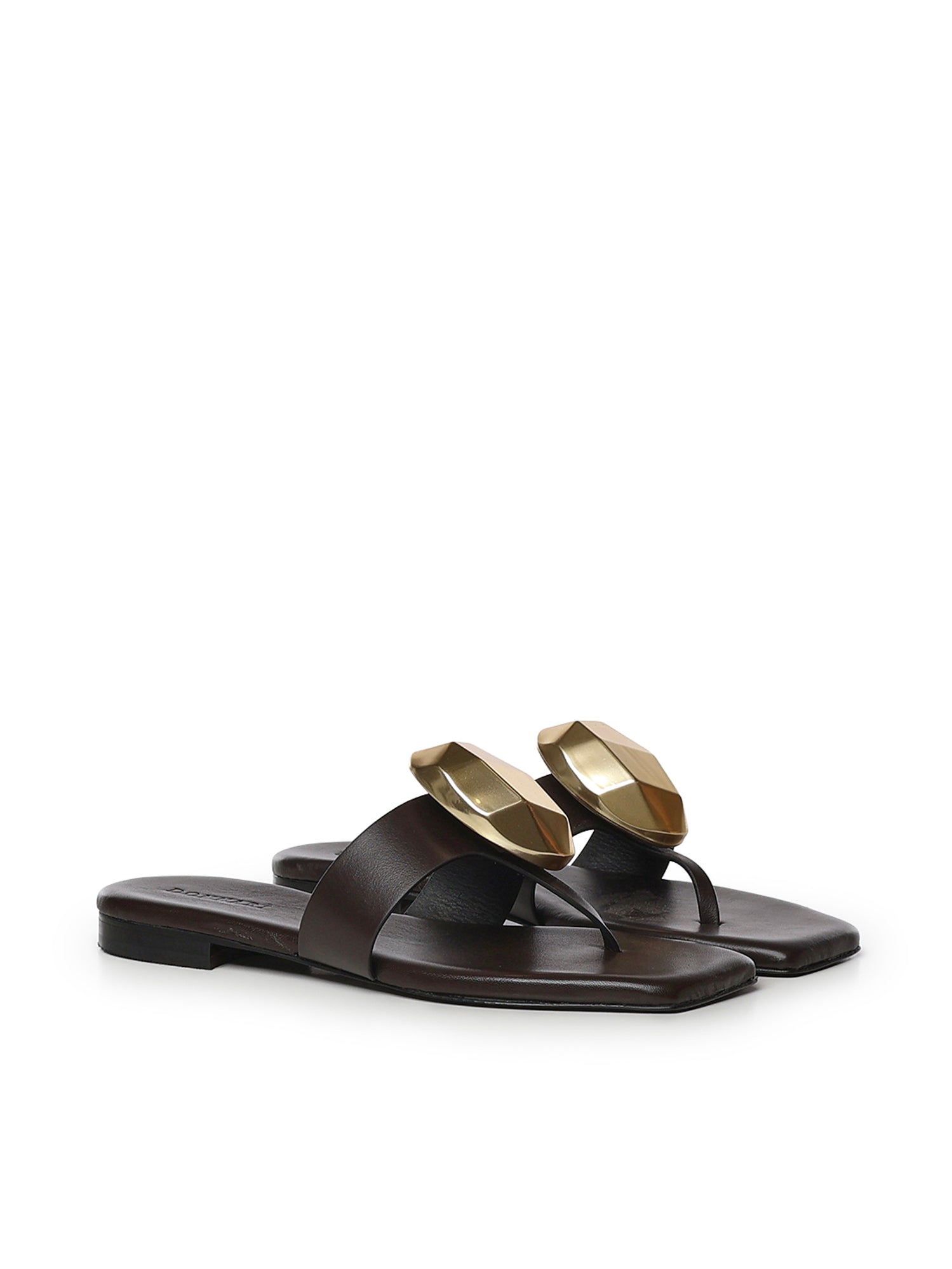 Sandali infradito in pelle GD56B FONDENTE+ORO DONNARI' 