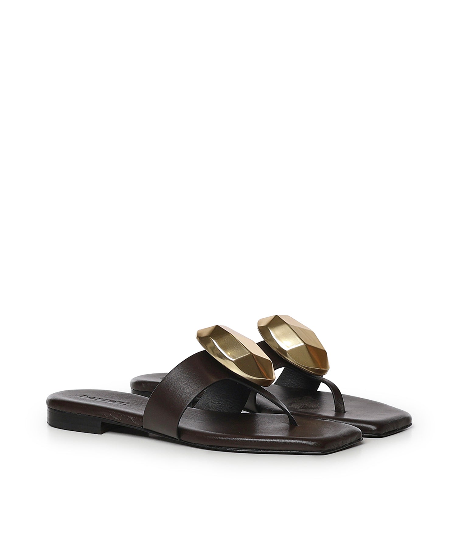 Sandali infradito in pelle GD56B FONDENTE+ORO DONNARI' 