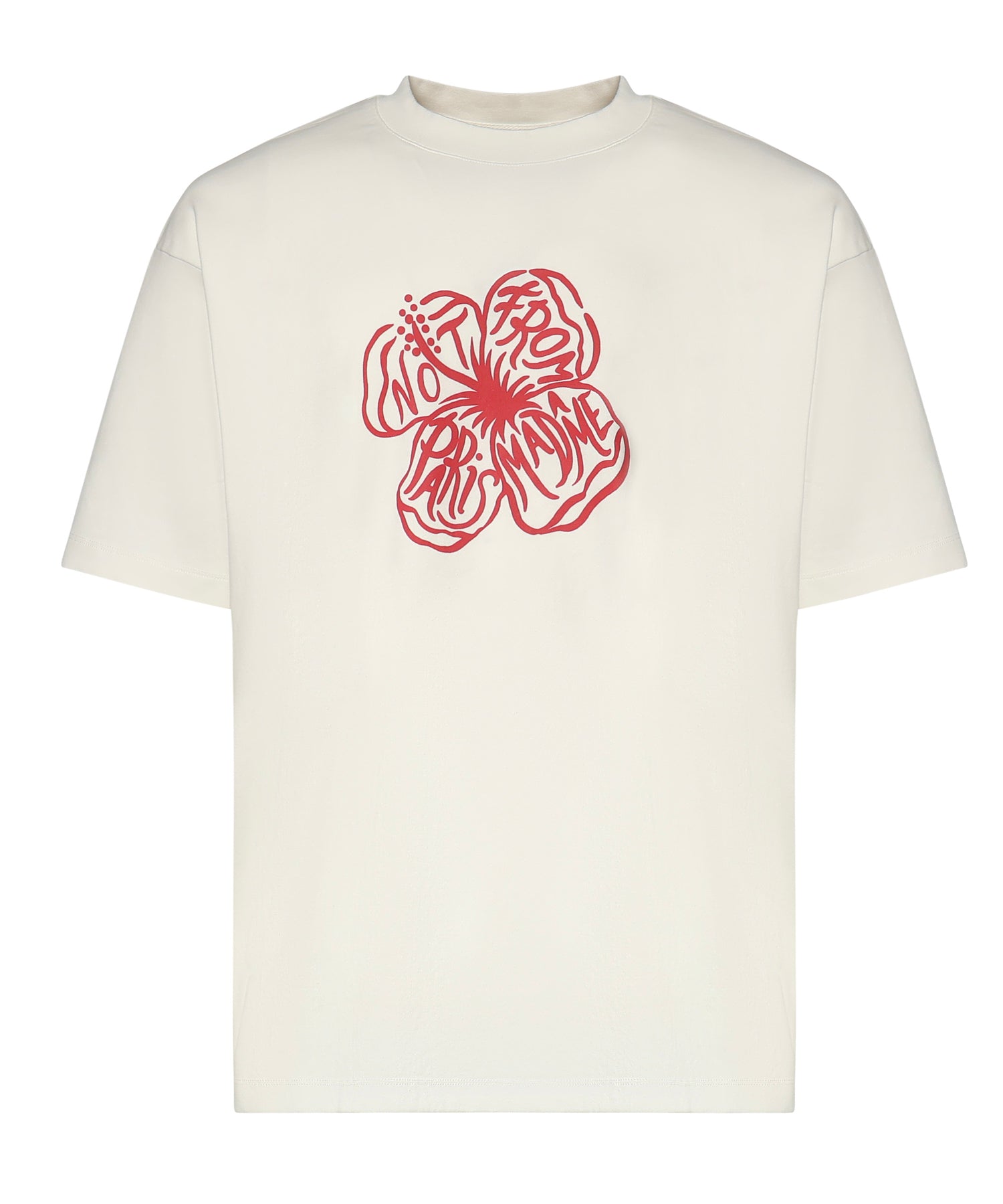 T-shirt Slogan Hibiscus in cotone JTS292CO002 OW Drôle de Monsieur 