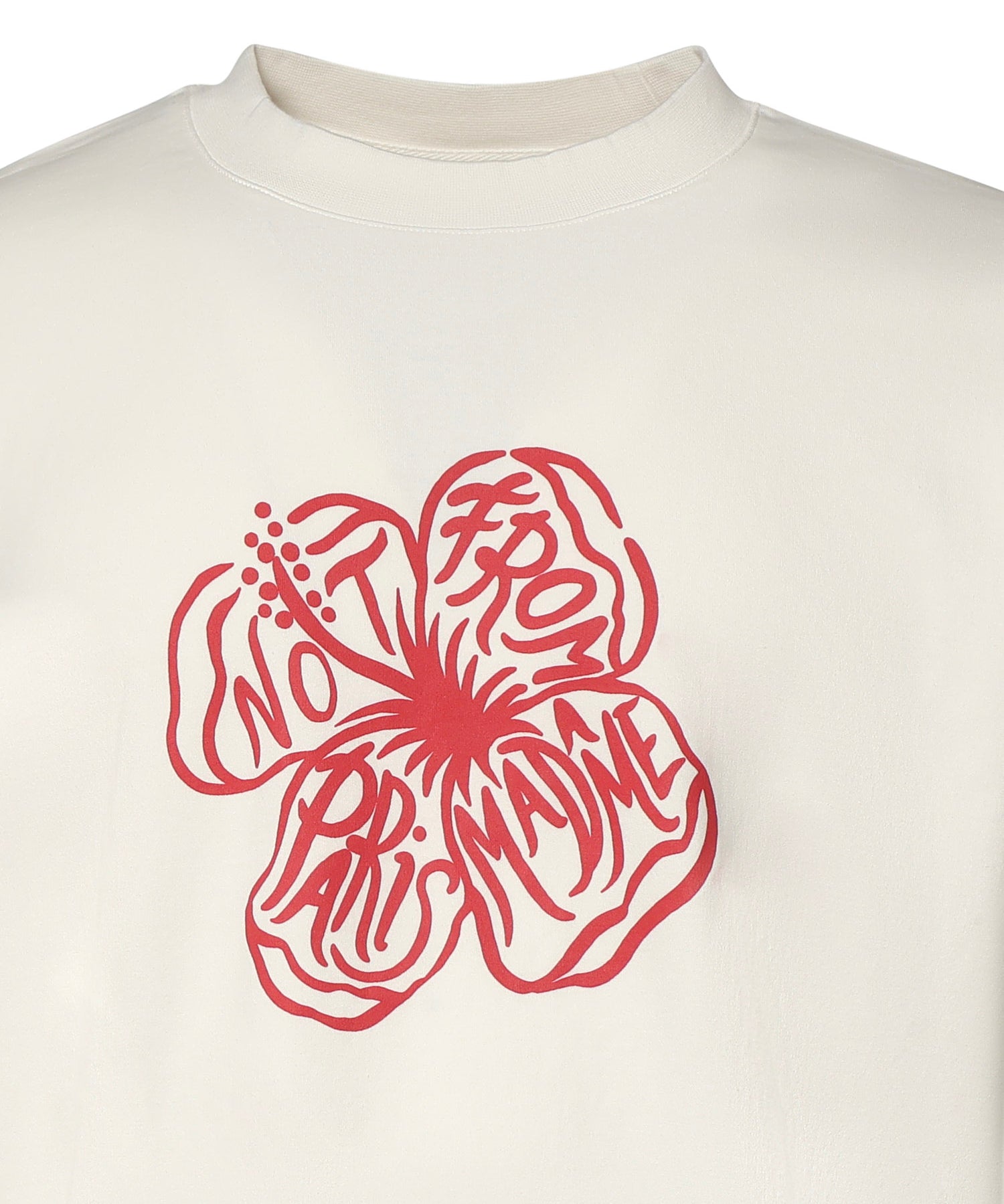 T-shirt Slogan Hibiscus in cotone JTS292CO002 OW Drôle de Monsieur 