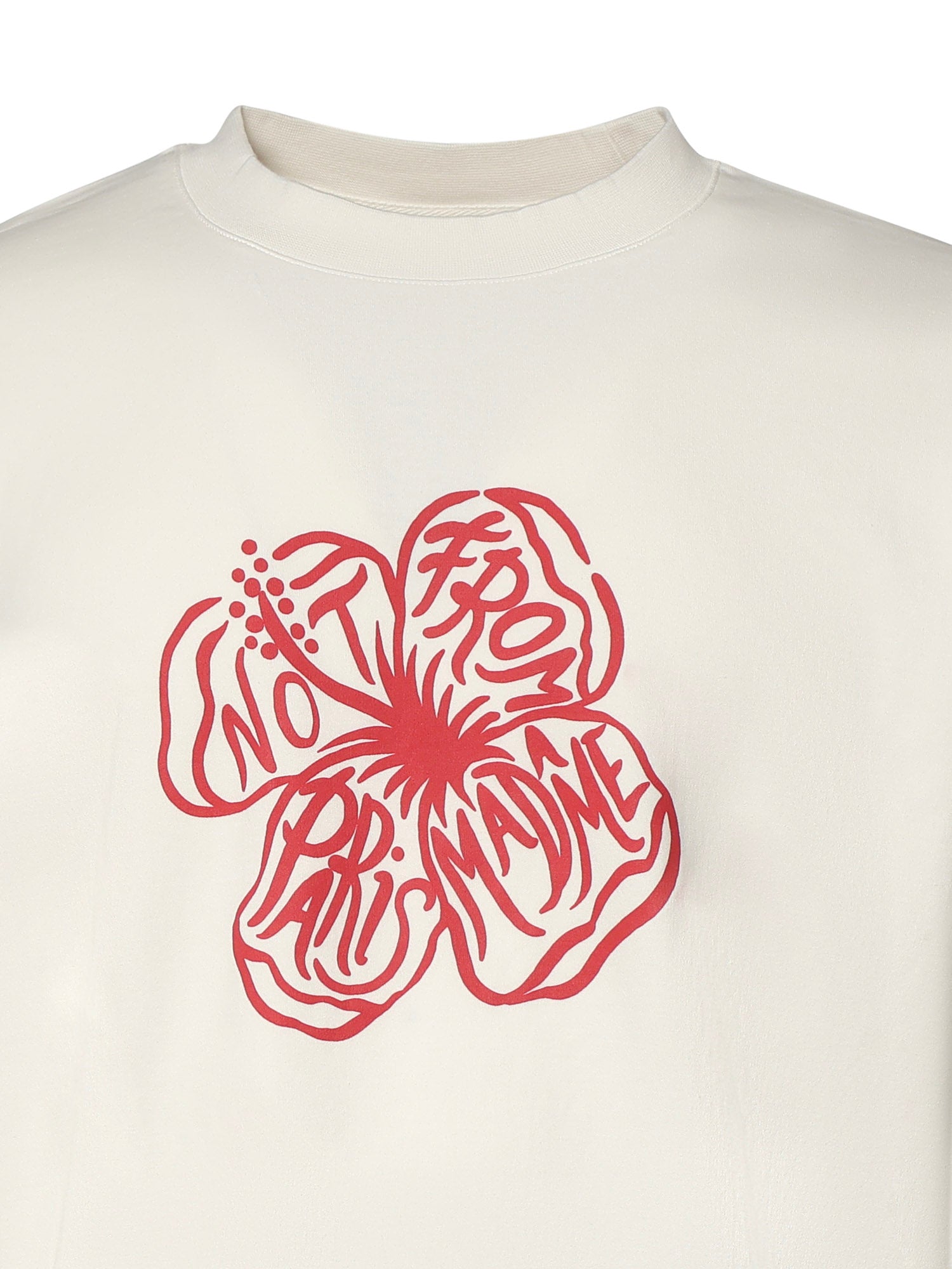 T-shirt Slogan Hibiscus in cotone JTS292CO002 OW Drôle de Monsieur 