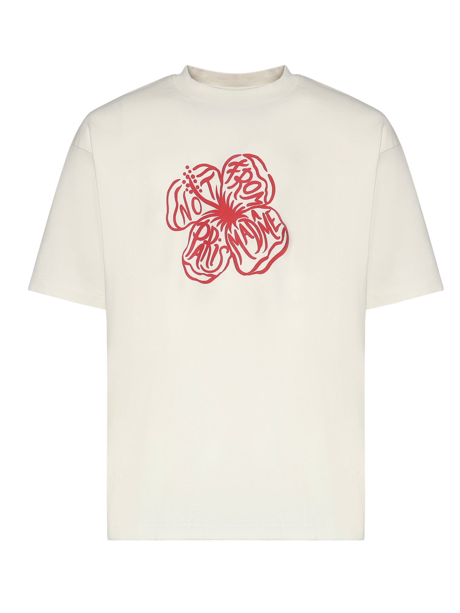 T-shirt Slogan Hibiscus in cotone JTS292CO002 OW Drôle de Monsieur 