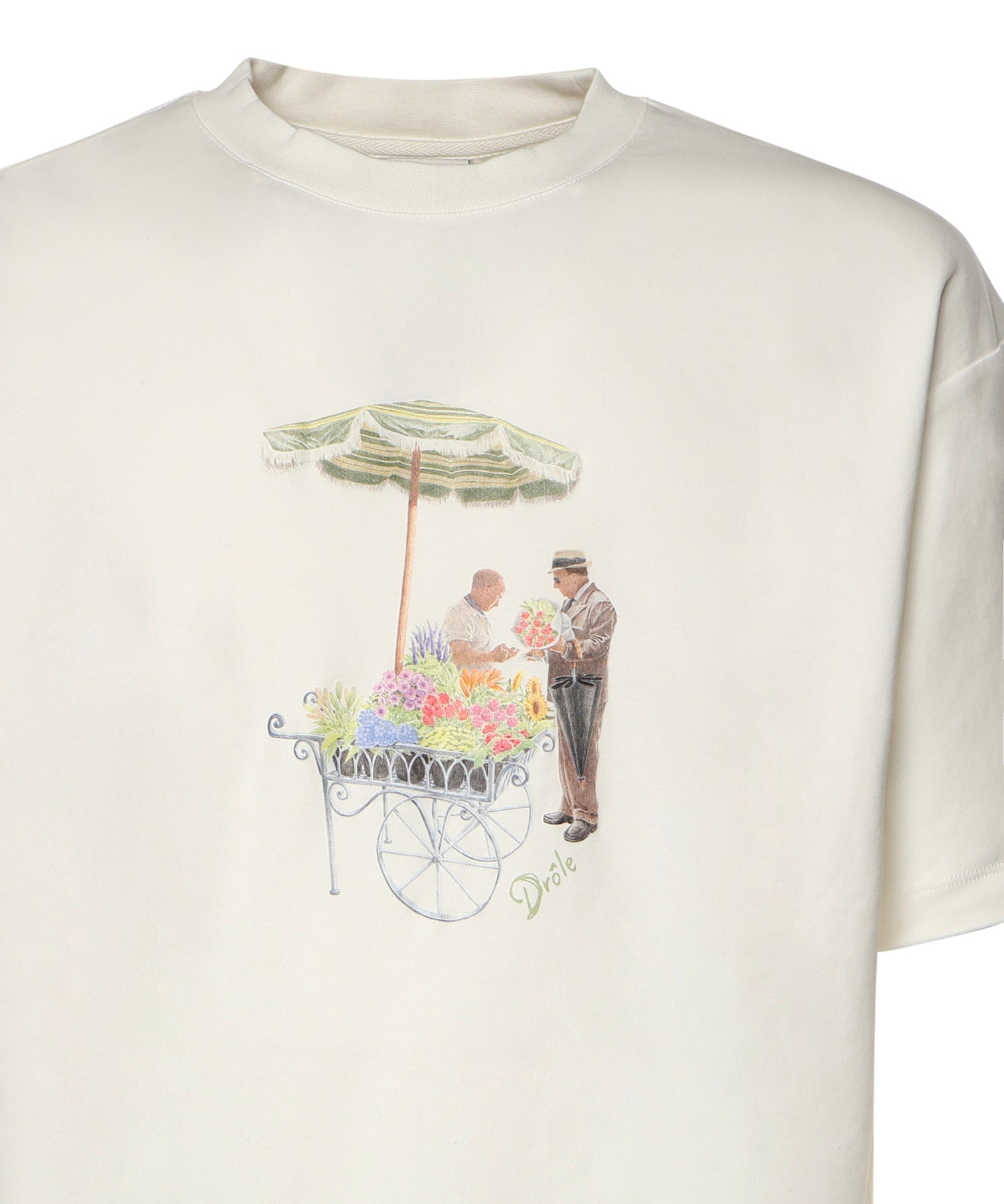T-shirt Fleuriste in cotone KTS310CO002 OW Drôle de Monsieur 