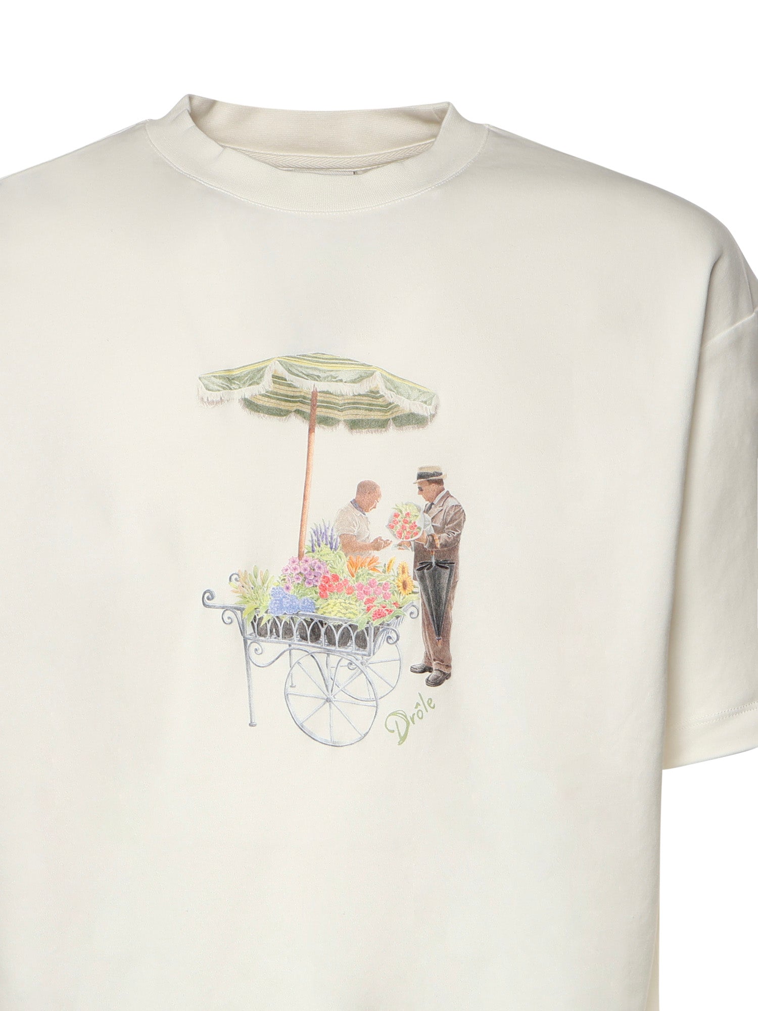 T-shirt Fleuriste in cotone KTS310CO002 OW Drôle de Monsieur 
