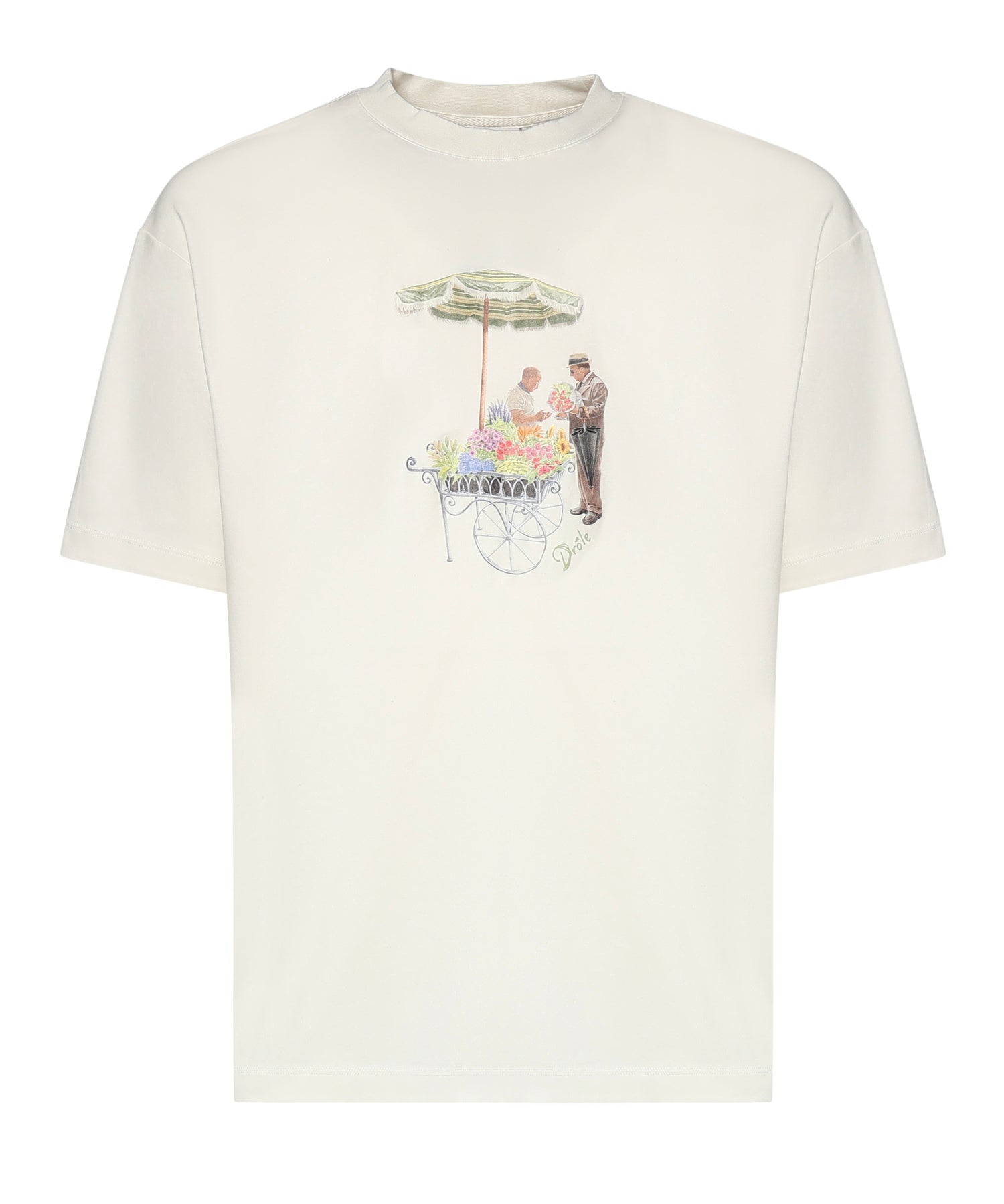 T-shirt Fleuriste in cotone KTS310CO002 OW Drôle de Monsieur 
