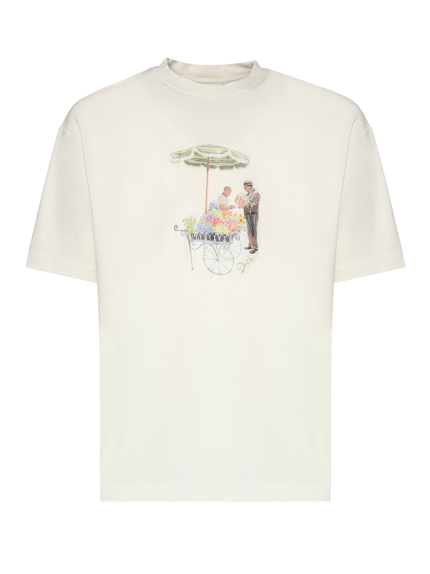 T-shirt Fleuriste in cotone KTS310CO002 OW Drôle de Monsieur 