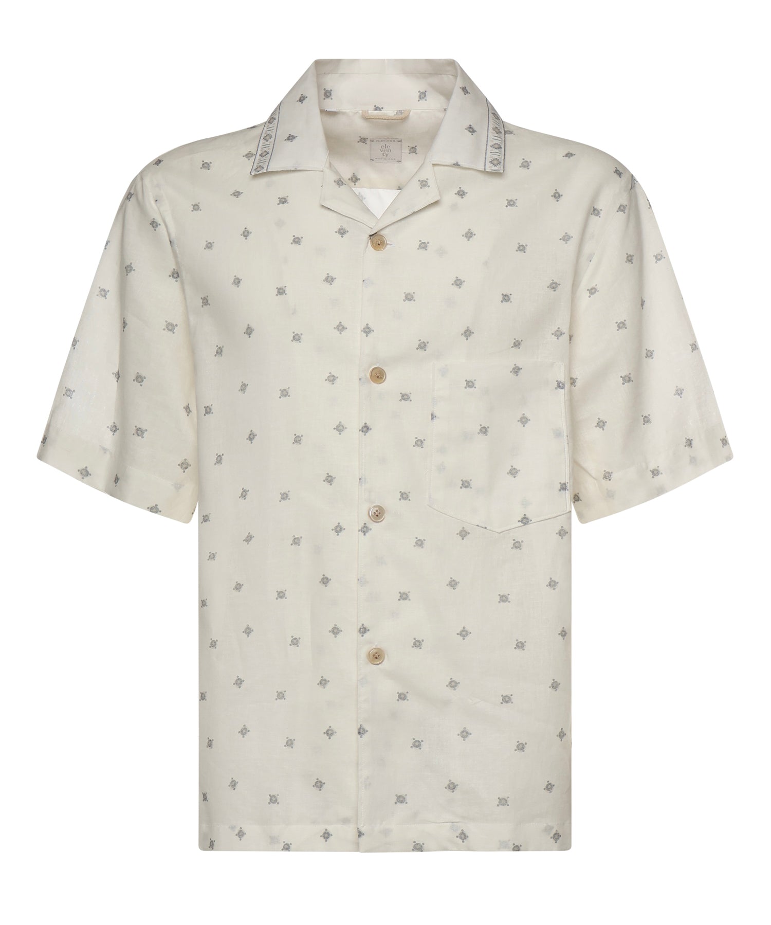 Camicia da bowling in lino e cotone M75CAMK09TES0M217 01 ELEVENTY 
