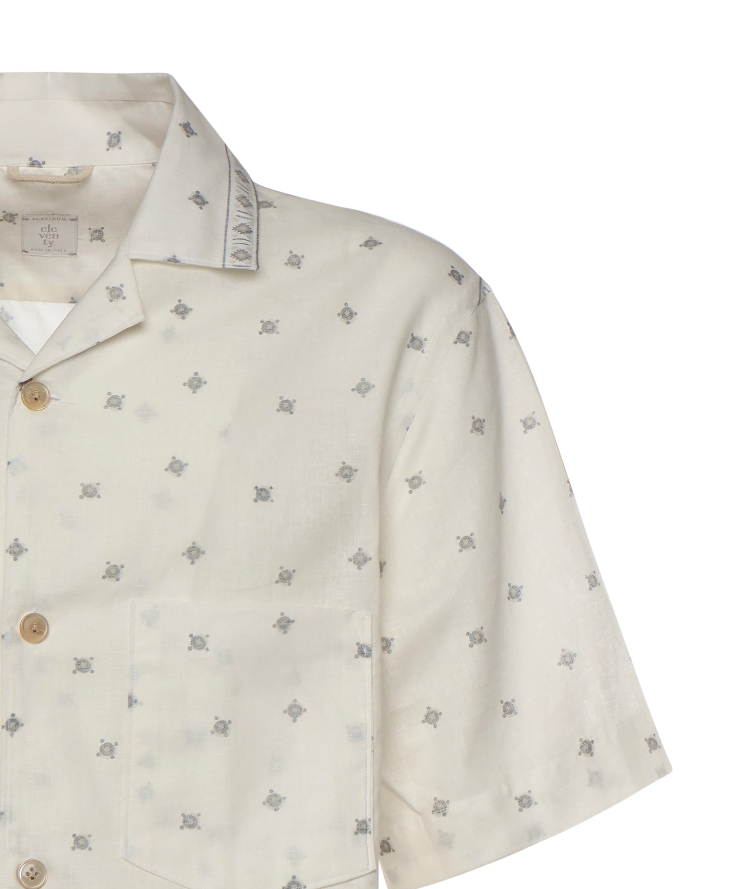 Camicia da bowling in lino e cotone M75CAMK09TES0M217 01 ELEVENTY 