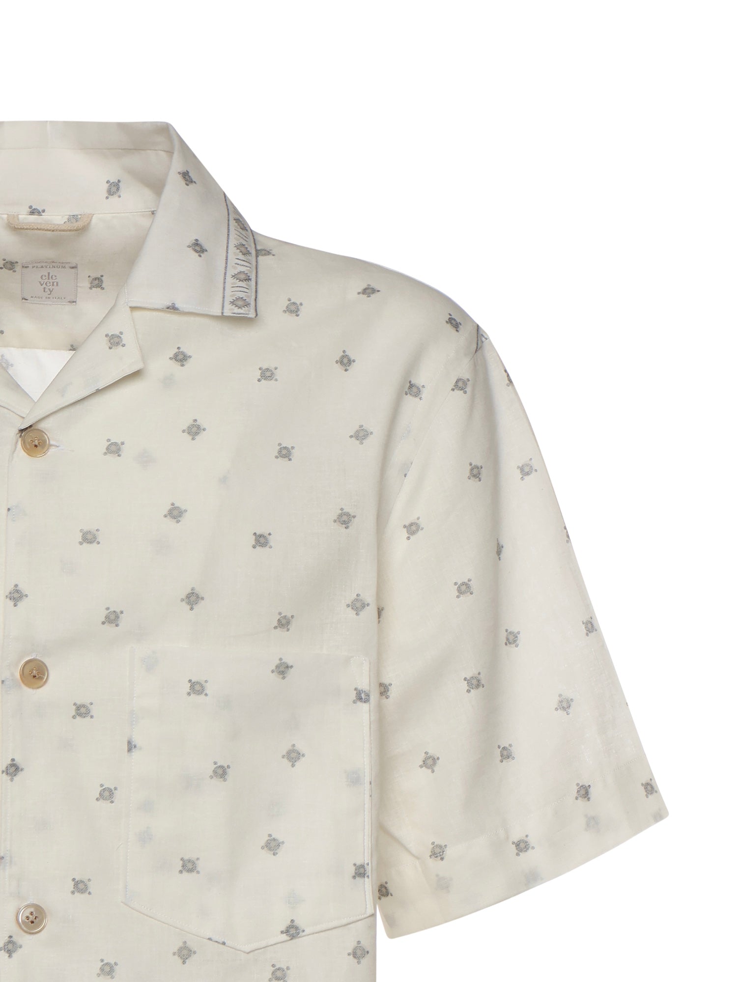 Camicia da bowling in lino e cotone M75CAMK09TES0M217 01 ELEVENTY 