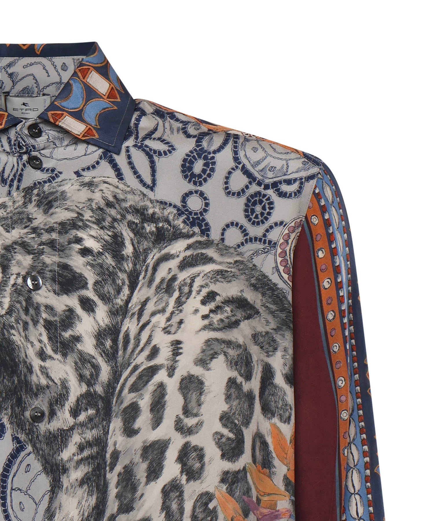 Camicia in seta con stampa piazzata leopardo MRIC0071 AKF11X0880 ETRO 