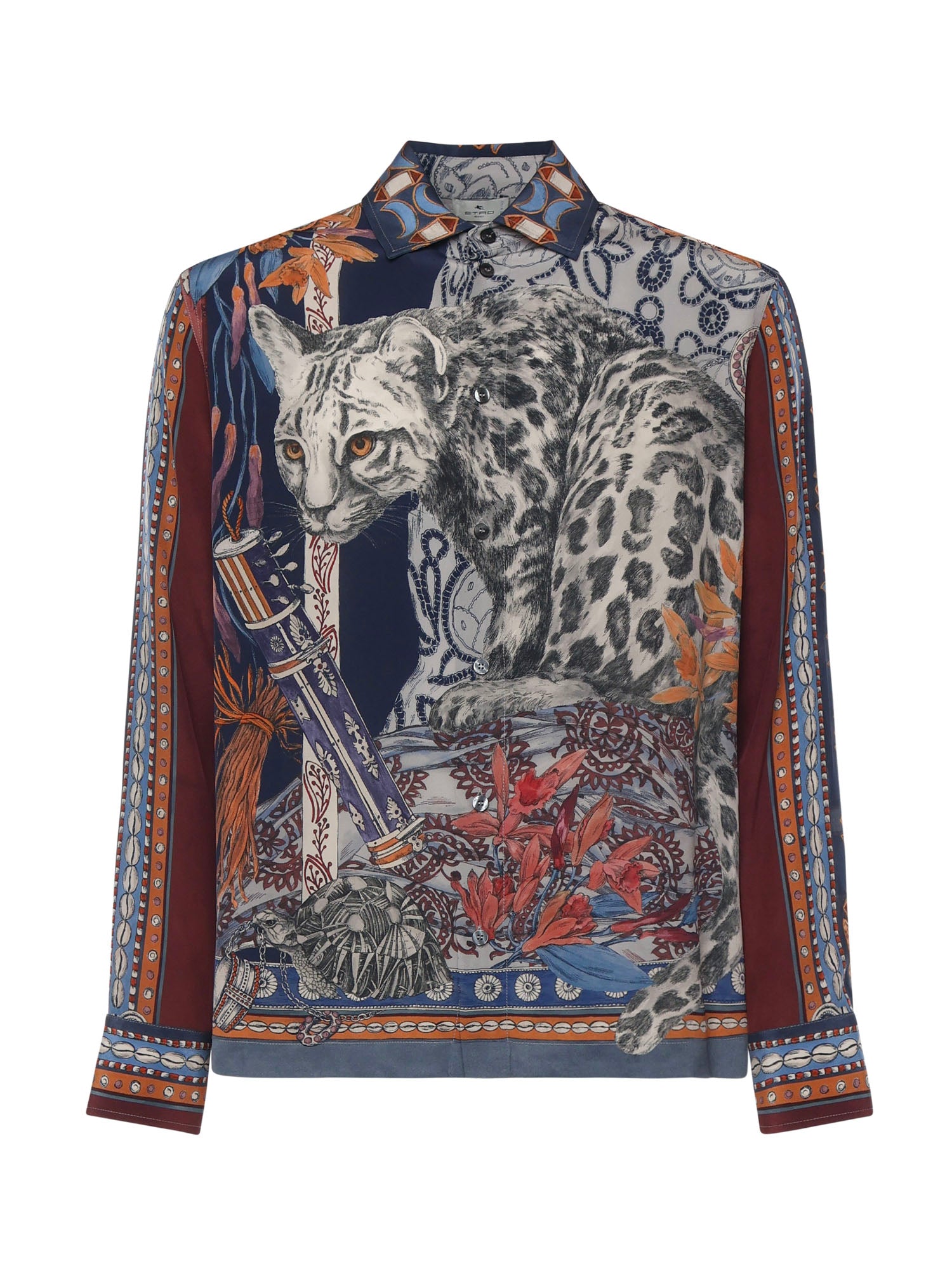 Camicia in seta con stampa piazzata leopardo MRIC0071 AKF11X0880 ETRO 