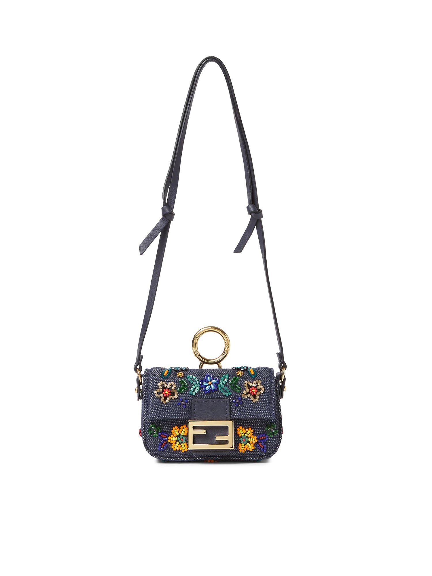 Charm Nano Baguette in denim con applicazioni 7AS499 AWVOF0B3Y FENDI 