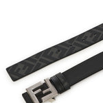 Cintura Squared FF in pelle e tela FF jacquard 7C0553 AVV7F0GXN FENDI 