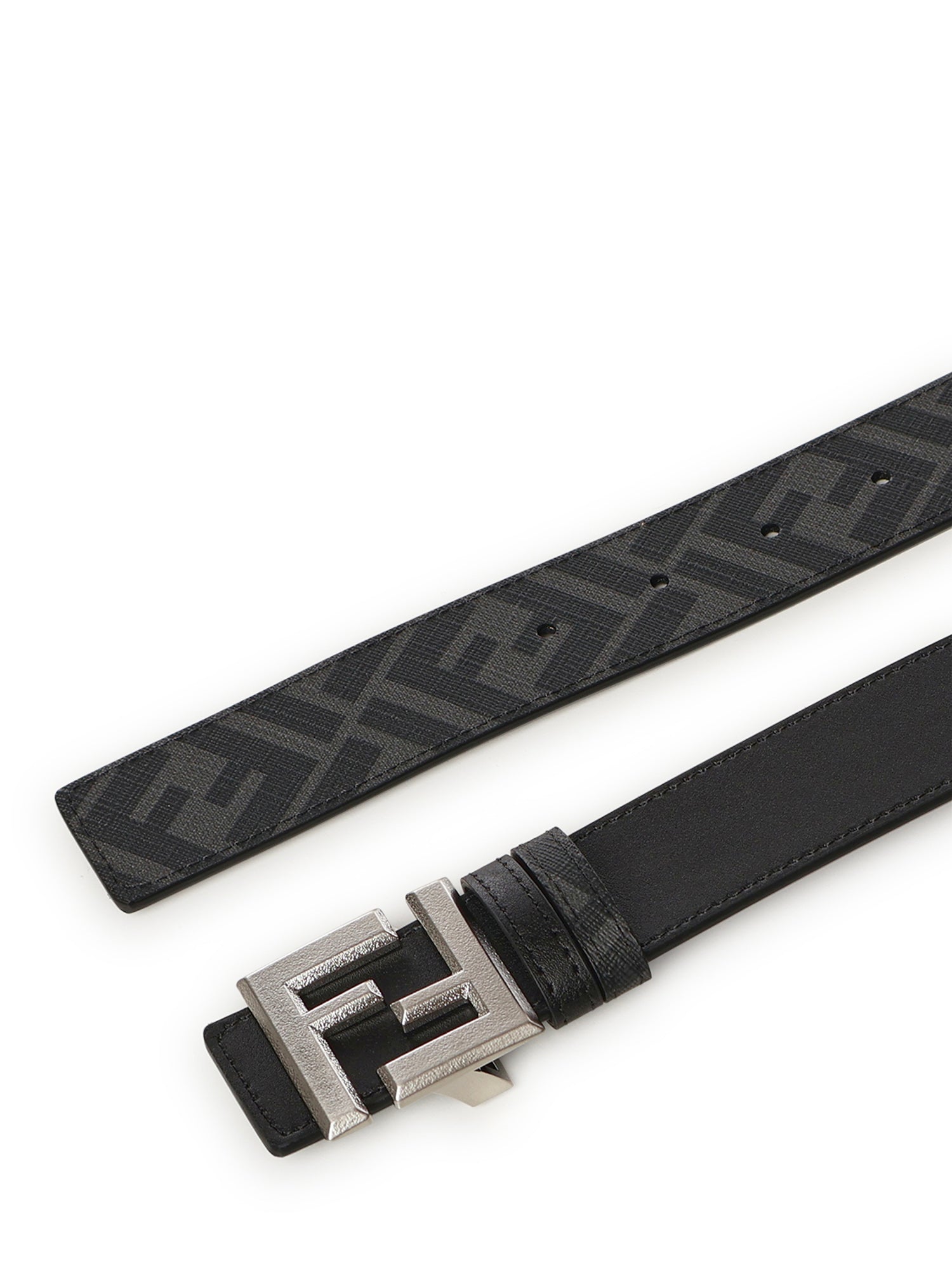 Cintura Squared FF in pelle e tela FF jacquard 7C0553 AVV7F0GXN FENDI 