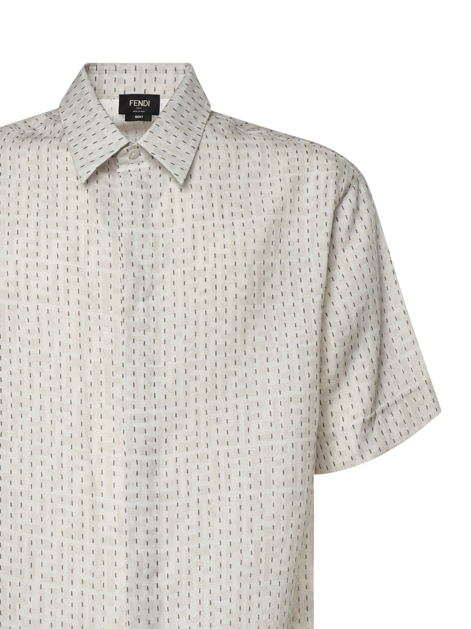 Camicia FF jacquard in lino con impunture FS0795 AU7NF0RQ0 FENDI 