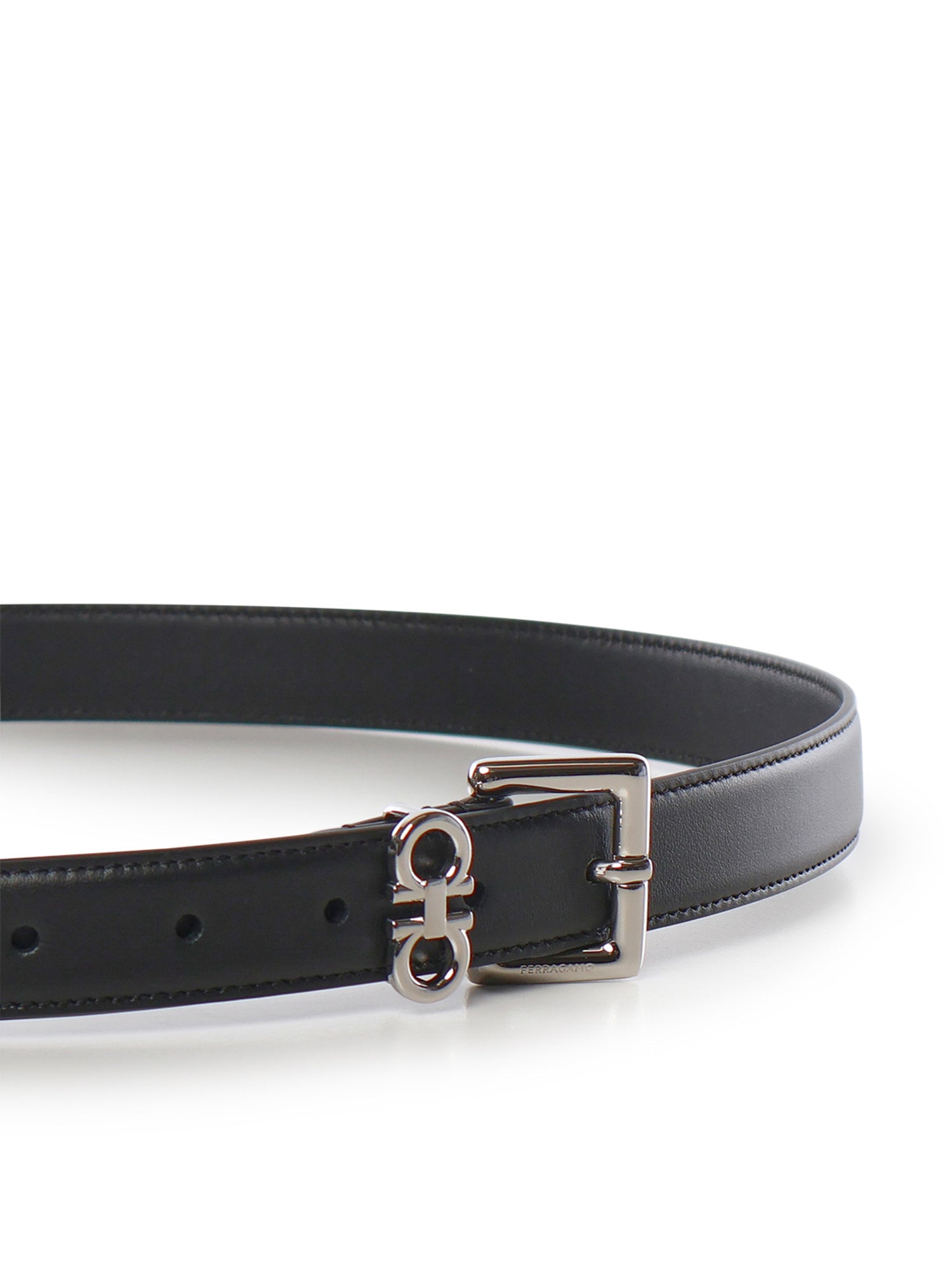 Cintura con doppio Gancini in pelle 230346 791904006 FERRAGAMO 
