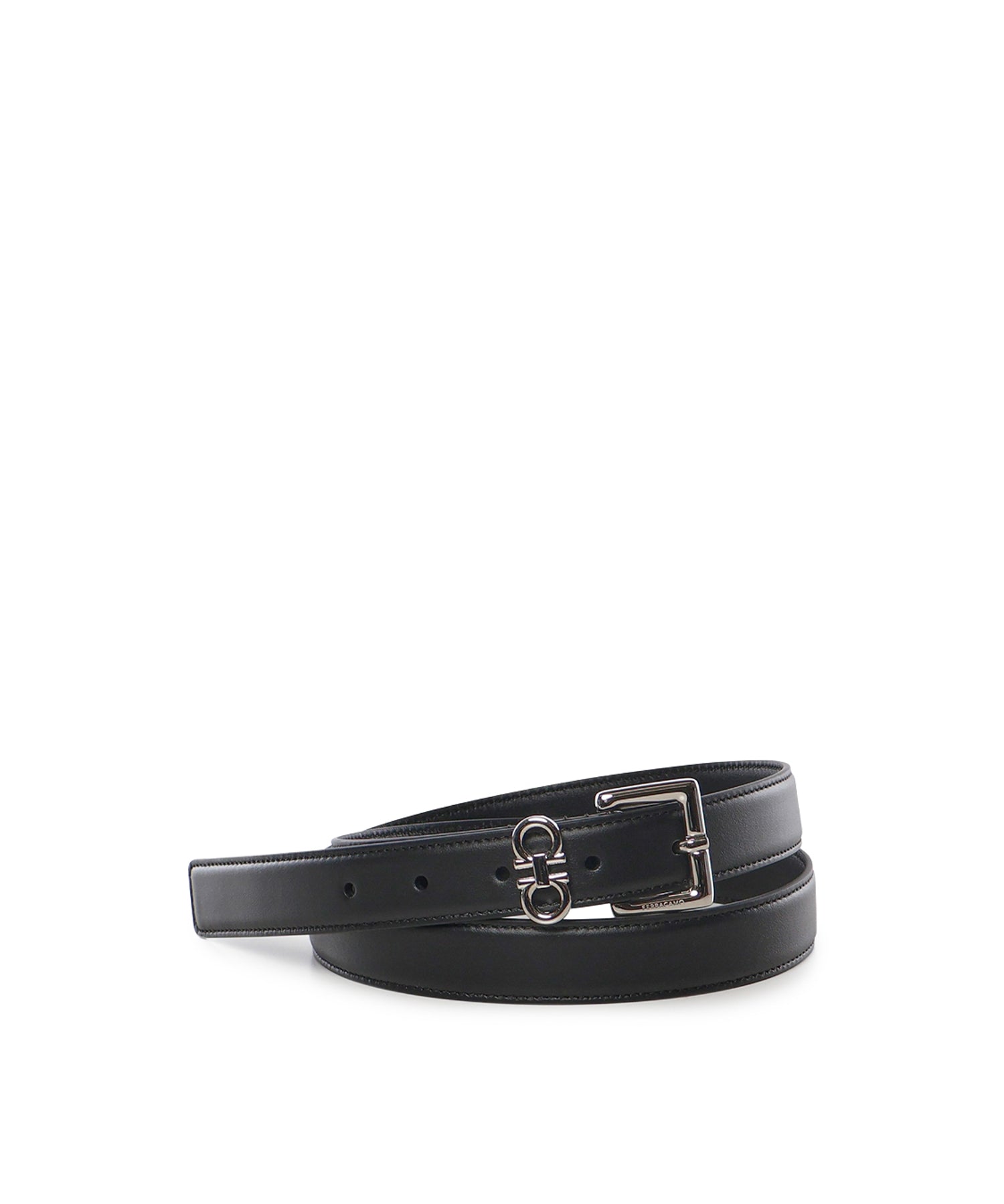Cintura con doppio Gancini in pelle 230346 791904006 FERRAGAMO 