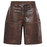 Shorts in pelle con stampa coccodrillo FOSS26SH01323 6322 FOUND 