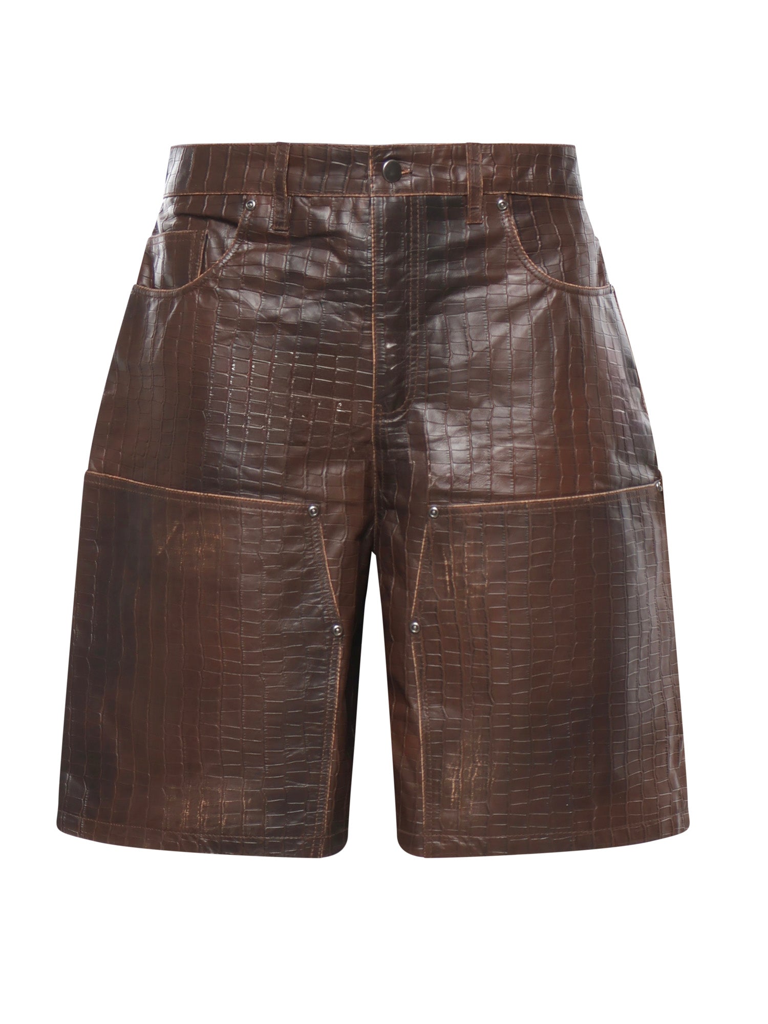 Shorts in pelle con stampa coccodrillo FOSS26SH01323 6322 FOUND 