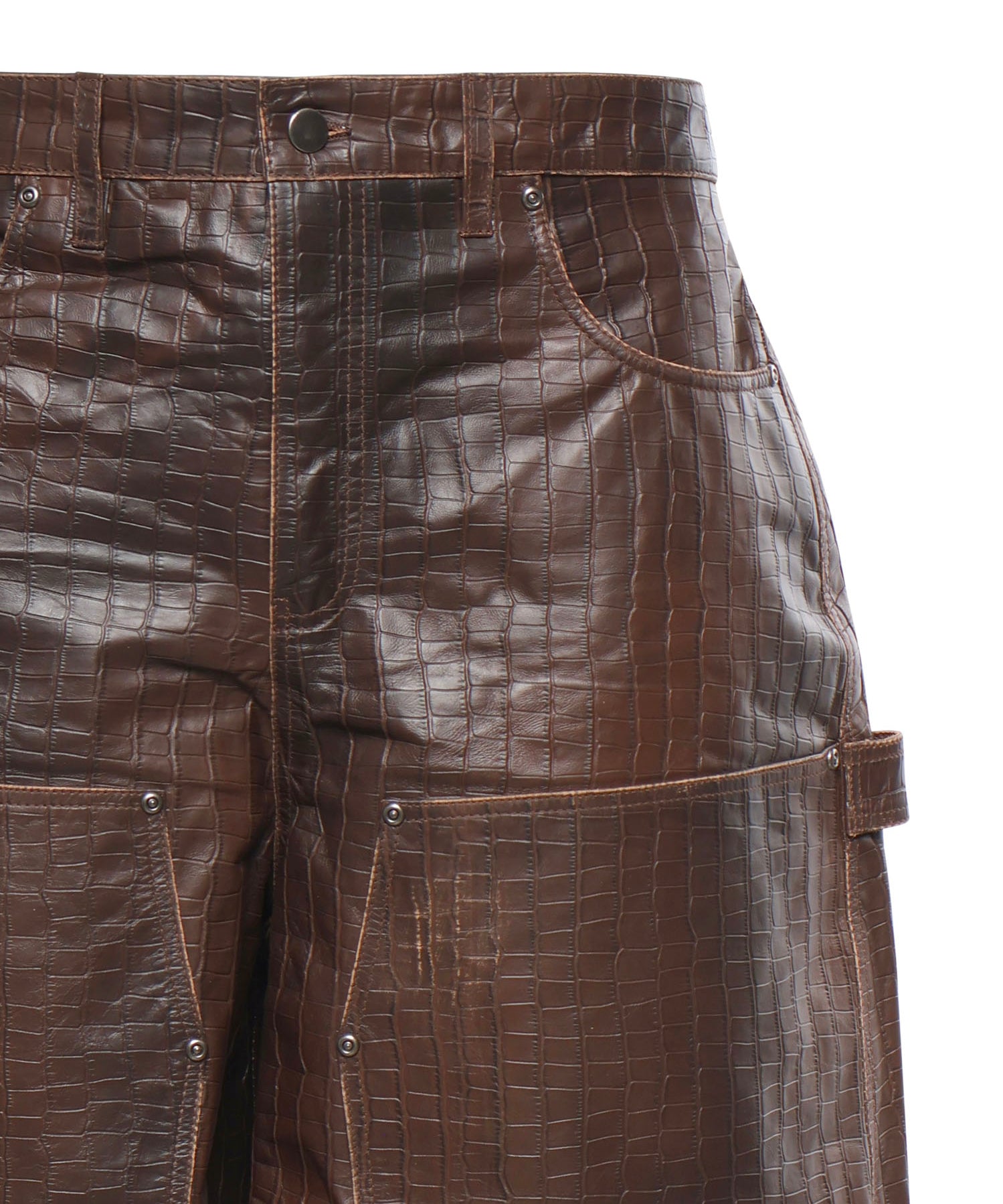 Shorts in pelle con stampa coccodrillo FOSS26SH01323 6322 FOUND 