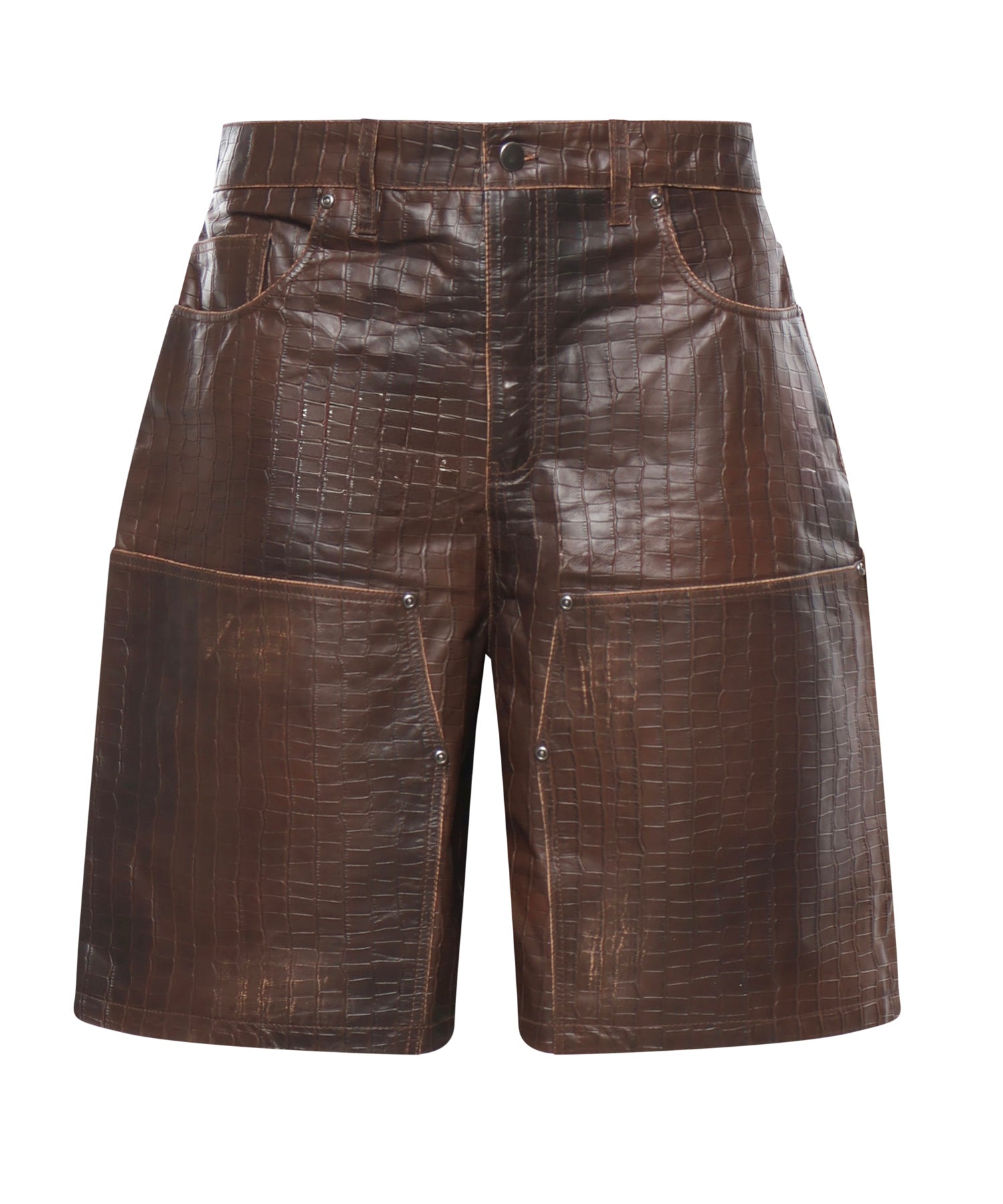 Shorts in pelle con stampa coccodrillo FOSS26SH01323 6322 FOUND 