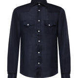 Camicia Savoy in lino SAVOY BLU GALIANO 